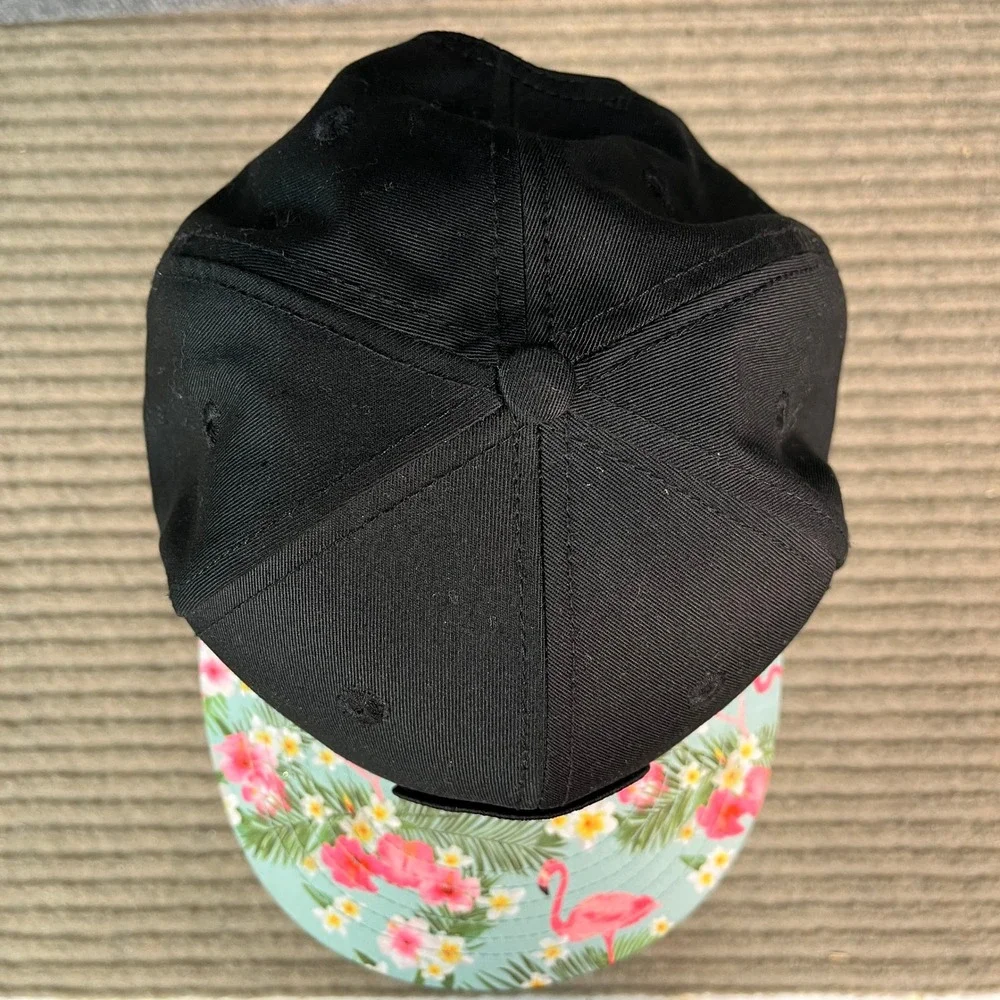 Wampum Snapback Hat Black Tropical Flamingo Floral Anchor Patch Cap